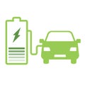 Electric car and Electrical charging station green symbol