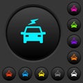 Electric car with flash dark push buttons with color icons