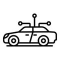 Electric car with footnotes icon, outline style