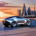 Electric car of the future - ai generated image Royalty Free Stock Photo