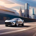 Electric car of the future - ai generated image Royalty Free Stock Photo