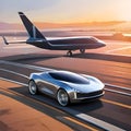 Electric car of the future - ai generated image Royalty Free Stock Photo