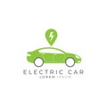 Electric car, green car icon logo design vector concept Royalty Free Stock Photo