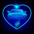 Electric car love natural energy In the illustration with electric cars And charger, Vector illustration