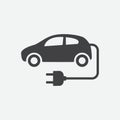 Electric car icon, auto vector, electro vehicle sign, illustration isolated on white, flat design for web, website Royalty Free Stock Photo