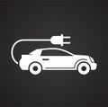 Electric car icon on black background for graphic and web design, Modern simple vector sign. Internet concept. Trendy symbol for Royalty Free Stock Photo