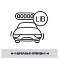 Electric car icon with charged lithium ion battery vector illustration