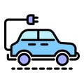 Electric car icon color outline vector Royalty Free Stock Photo