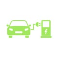 Electric car icon. Electrical charging station concept. ECO green vehicle symbol.