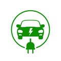 Electric car icon. Electrical ev charging station symbol. Electric vehicle charging station road sign Ã¢â¬â vector