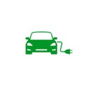 Electric car Icon, electro transport with plug and cabel sign. Vector isolated flat design illustration