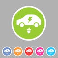 Electric car icon flat web sign symbol logo label