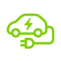 Electric car with plug icon symbol, EV car, Green hybrid vehicles charging point logotype, Eco friendly vehicle Royalty Free Stock Photo