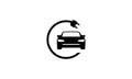 Electric car icon symbol, charging station, battery power and plug logotype, Eco friendly vehicle concept, Vector