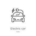 Electric car icon vector from auto collection. Thin line electric car outline icon vector illustration. Outline, thin line