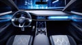 Electric car interior details of Inside car with front seats Royalty Free Stock Photo