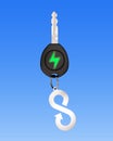 Electric car key infinity arrow sheet metal keyring. 3D illustration