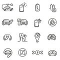 Electric Car linear icons set.