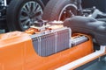 Electric car lithium battery pack and power Royalty Free Stock Photo