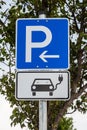 Electric car loading place sign