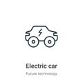 Electric car outline vector icon. Thin line black electric car icon, flat vector simple element illustration from editable future Royalty Free Stock Photo