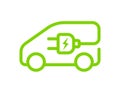 Electric car with plug icon symbol, EV car, Green hybrid vehicles charging point logotype, Eco friendly vehicle concept