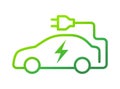 Electric car with plug icon symbol, Green hybrid vehicles charging point logotype, Eco friendly vehicle concept Royalty Free Stock Photo