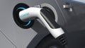 Charging electric car plug with SIEMENS logo on it. Editorial conceptual 3d rendering