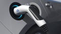 Electric car plug with TATA logo on it. Editorial conceptual 3d rendering