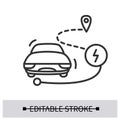 Electric car range icon. Ev range anxiety simple vector illustration.