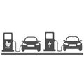 Electric car in refill. Icon vector