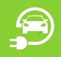Electric car in refill icon vector. Electric refueling. Eco transportation