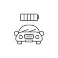 Electric car related vector linear icon