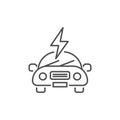 Electric car related vector linear icon