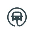 Electric car road sign icon. Electrical car vehicle with charging cable plug.