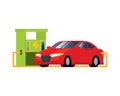 Electric Car`s in Charging at Electric Vehicle Charging Station Illustration