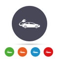 Electric car sign icon. Sedan saloon symbol.