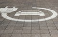 Electric car sign on road. Pictogram at the parking place. Car charging icon