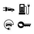Electric Car. Simple Related Vector Icons Royalty Free Stock Photo