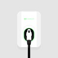 Electric car small home wall charger with cable. Fast smart intelligent wallbox ev charging station. Isolated vector