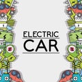 Electric car technology to ecology care background