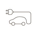 Electric car vector icon, vehicle thin sign, illustration isolated on white, line outline flat design for web, website. Royalty Free Stock Photo