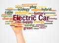 Electric Car word cloud and hand with marker concept Royalty Free Stock Photo