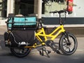 An electric cargo bike with pannier bags