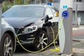 Electric cars at charging station