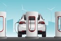 Electric cars with charging stations