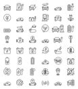 Electric cars hybrid battery line icons