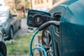 an electric charging station in an underground car park Royalty Free Stock Photo