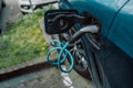 an electric charging station in an underground car park Royalty Free Stock Photo