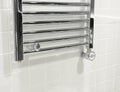 Electric Chrome Towel Rails with Thermostat. Electric Towel Rails & Bathroom Radiator in Modern Luxury Bathroom